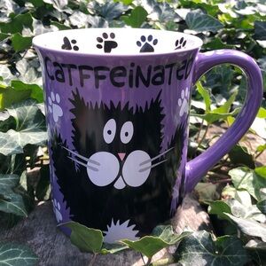Laurie Veasey Purple Coffee Mug Our Name Is Mud Cat Humorous Decatf and Decatffe
